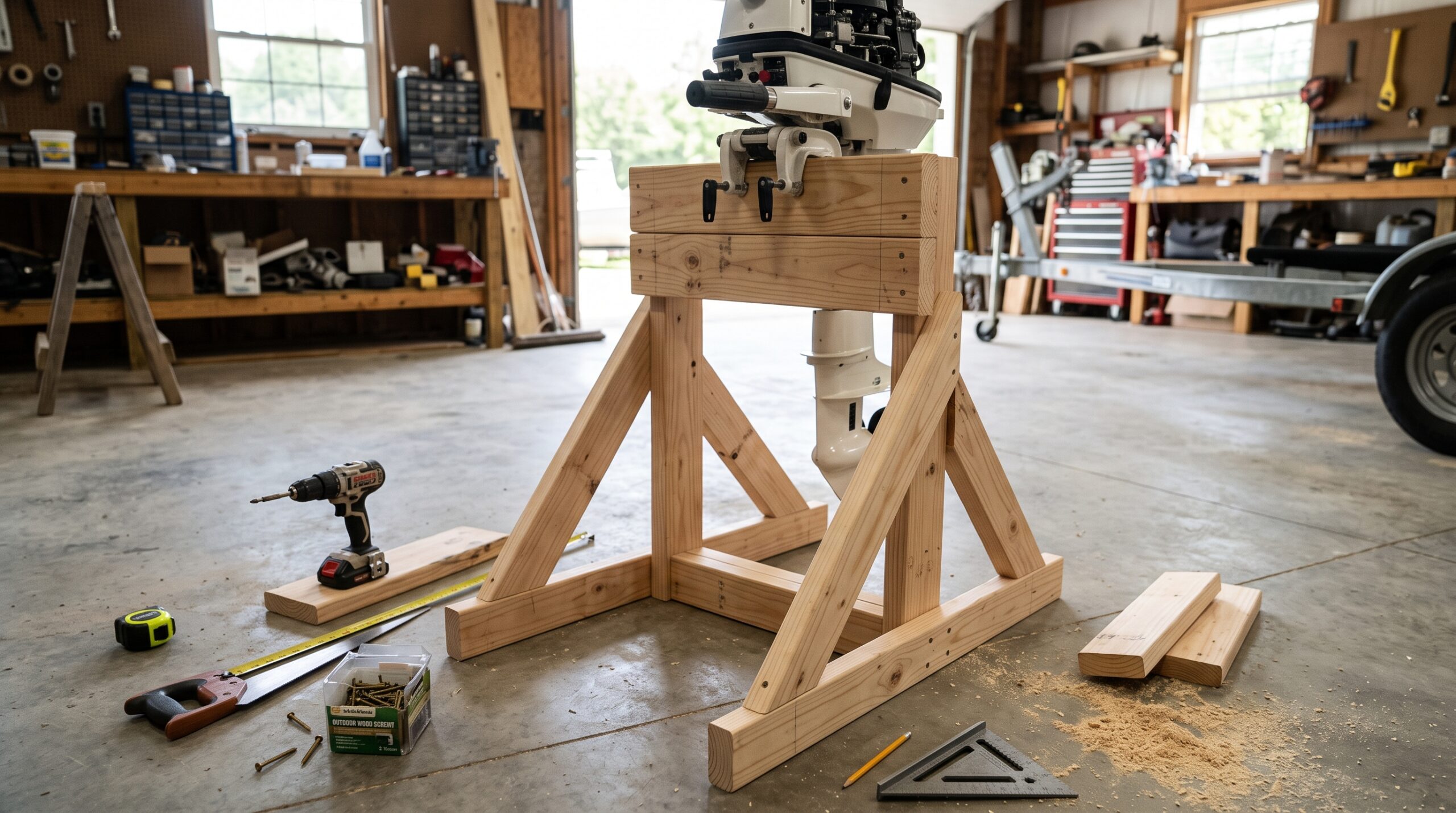 how to build an outboard motor stand
